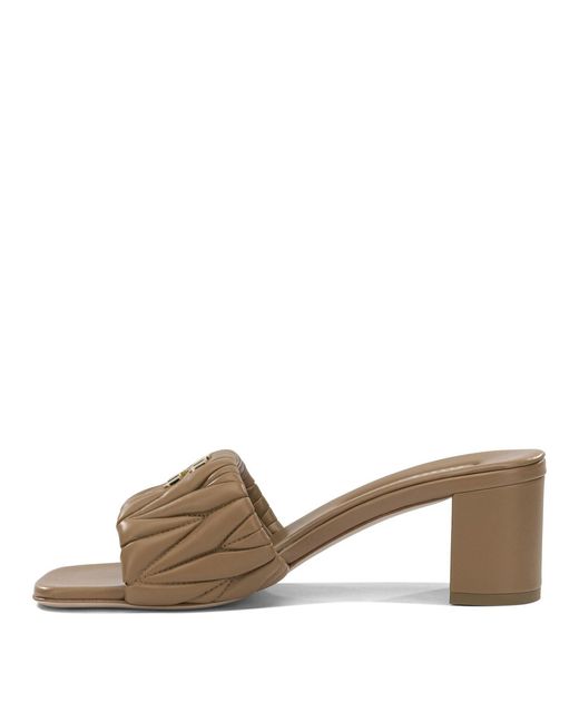 Miu Miu Brown Matelassé Leather Heeled Sandals