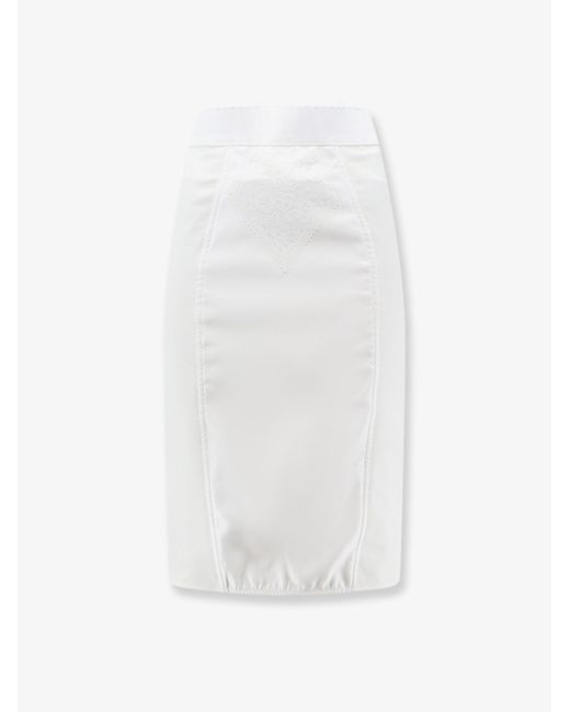 Dolce & Gabbana White Satin And Powernet Midi Skirt