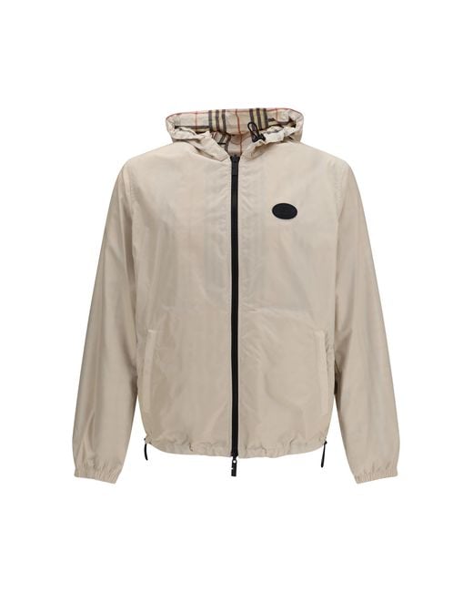 Men's Natural Reversible Check Hooded Jacket