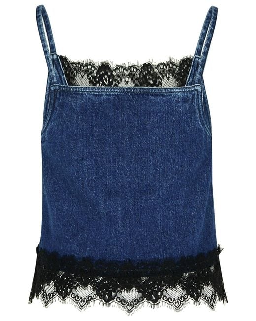 Off-White c/o Virgil Abloh Blue Denim Top With Lace Inserts