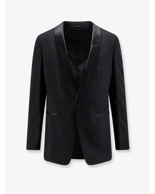 Tom Ford Black Tuxedo Wool Blazer for men