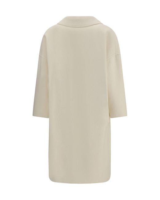 Aftercoat White Double-Breasted Long Coat