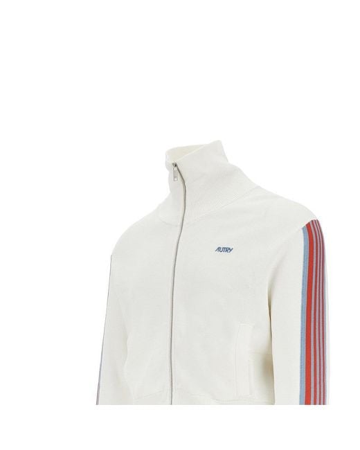 Autry White Knitted Track Jacket With Logo Embroidery for men