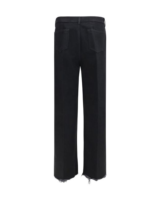 Rick Owens Blue Frayed Hem Cotton Jeans for men