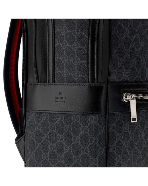Gucci Black Gg Supreme Fabric And Leather Backpack for men