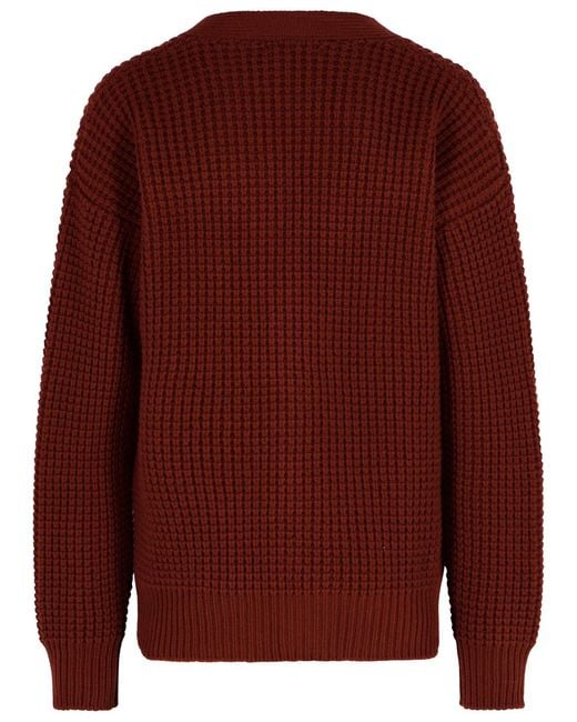 Jil Sander Red Burgundy Virgin Wool Cardigan for men