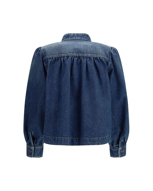 Chloé Blue Chloã Gathered High-Neck Jacket