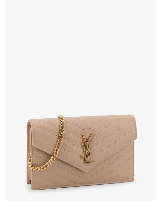 Saint Laurent Natural Leather Crossbody Bag With Metal Cassandra Logo
