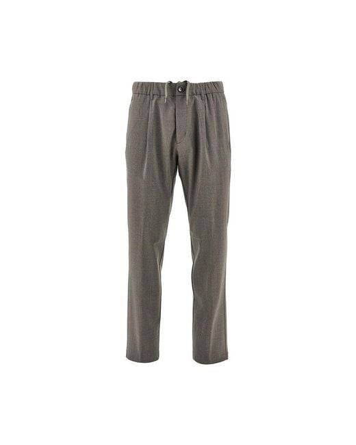 Herno Gray Stretch Liht Wool Pants With Drawstring for men