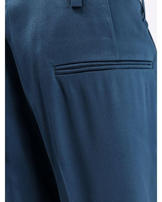 Dries Van Noten Blue Portias Satin Trousers
