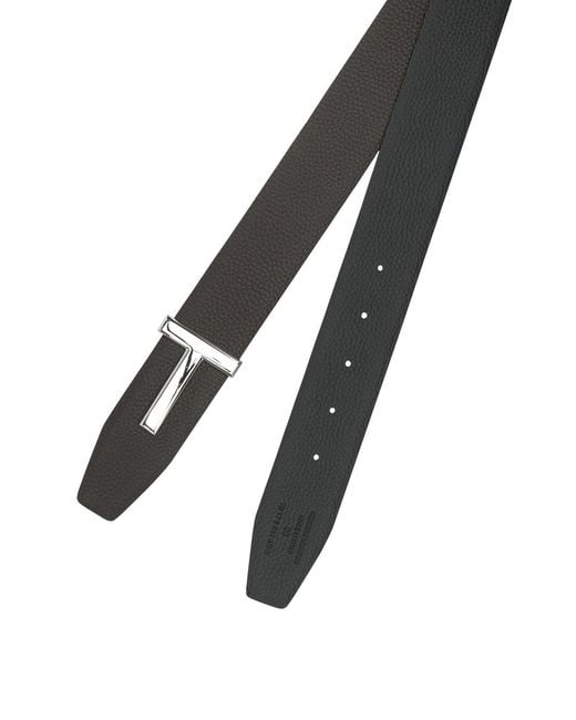 Tom Ford Black Reversible "T Icon" Belt for men
