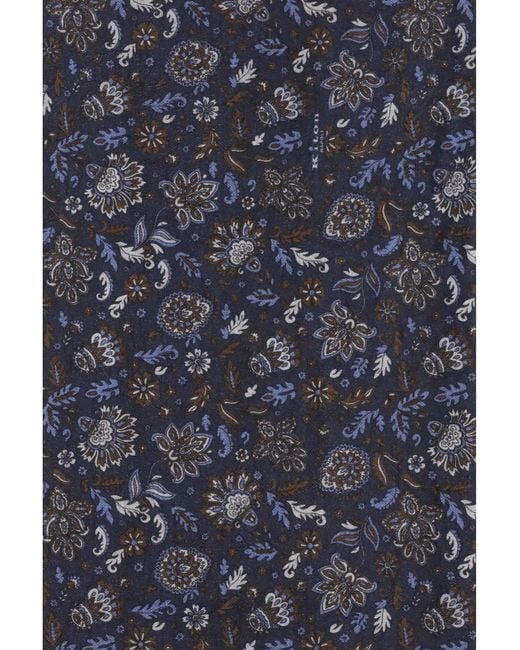 Kiton Blue Scarf Paisley Silk for men