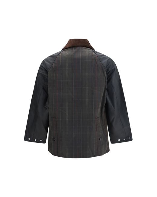 Barbour Black Waxed Jacket Tartan Multi for men