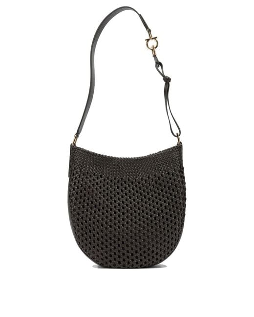 Ferragamo Black "Hobo Smile" Small Shoulder Bag