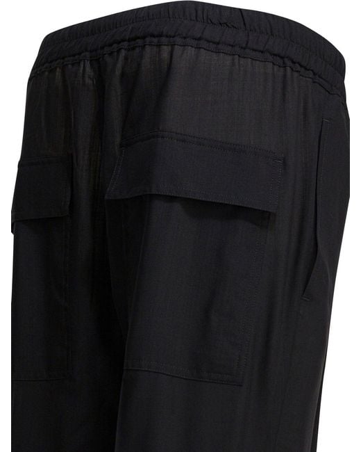 Rick Owens Black Drawstring Slim Long Pants for men