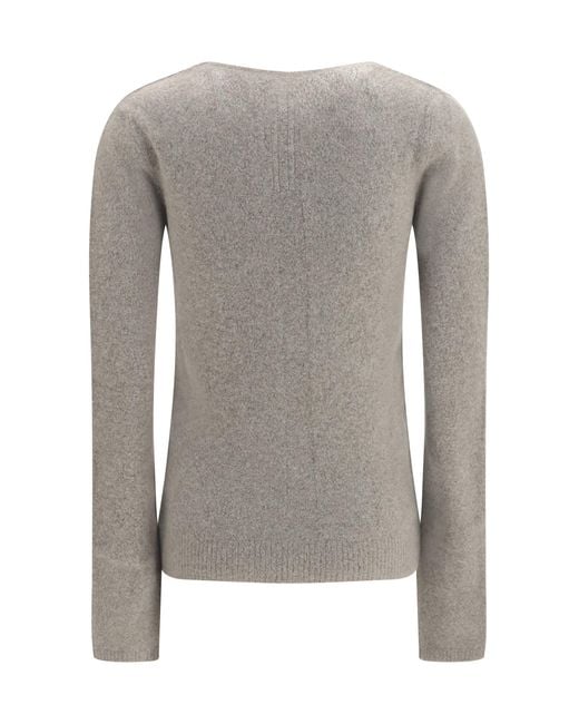 Rick Owens Gray V-Neck Sweater