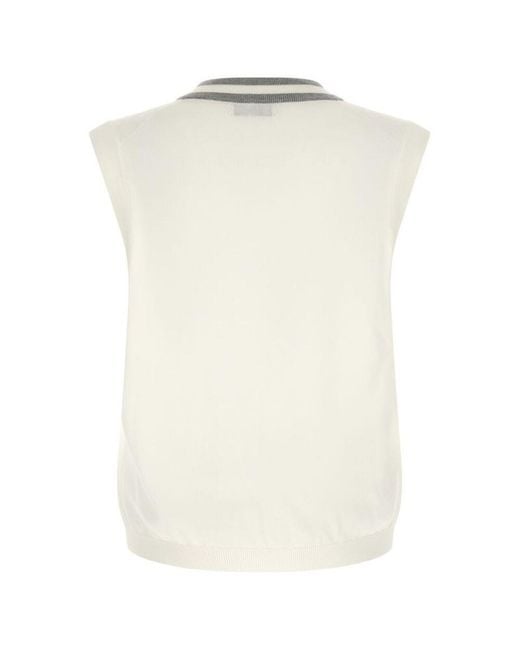 Brunello Cucinelli White V-Neck Vest for men