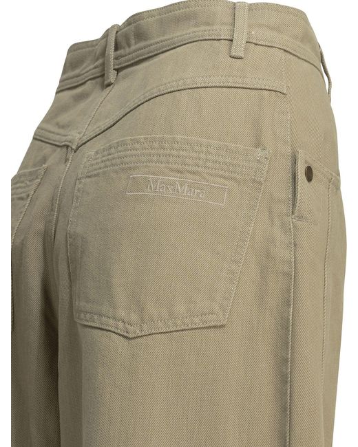 Max Mara Natural Wide-Leg Cotton Trousers