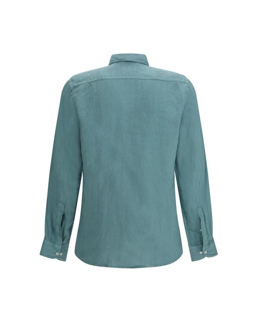 Brooksfield Blue Linen Shirt Peacock for men