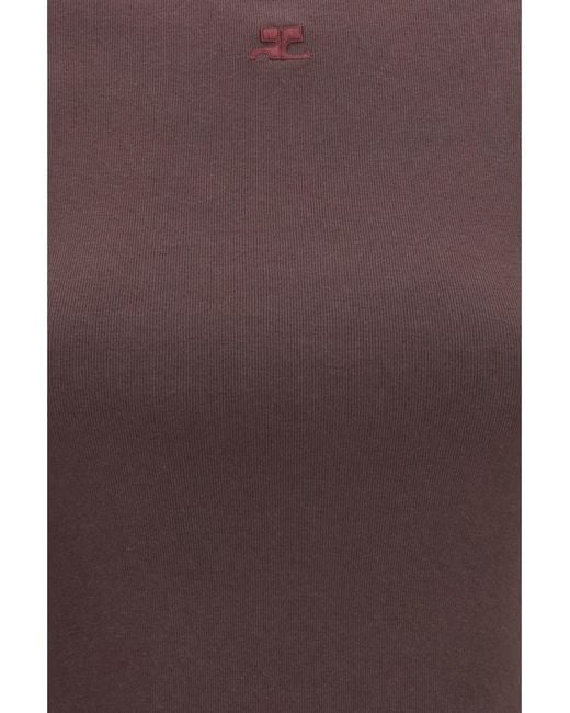 Courreges Purple Cotton T-Shirt Burnt/Deep Grenat