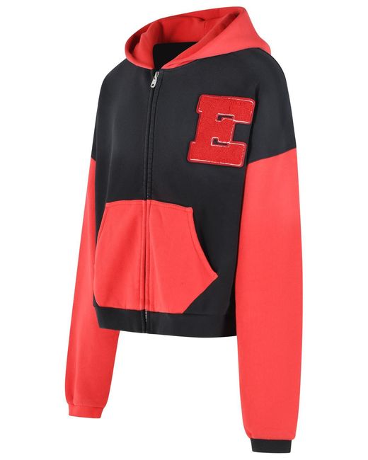 ERL Red Varsity Hooded Cotton Sweatshirt for men