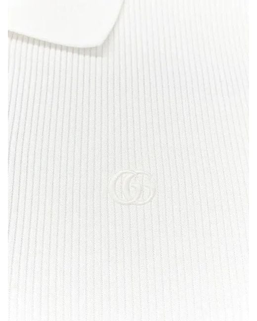 Gucci White Cropped Fit Polo Shirt
