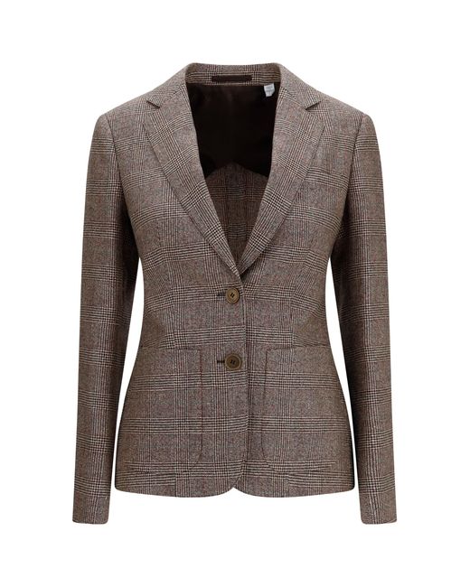 Burberry Brown Single-Breasted Wool And Linen Blazer