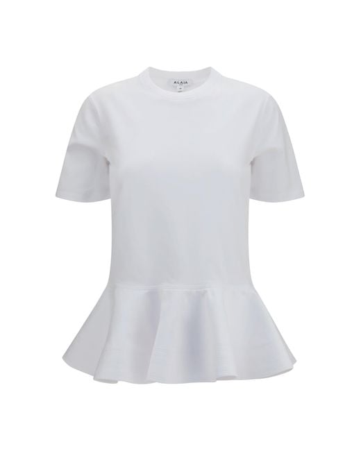 Alaïa White Alaïa Cotton Jersey Crinoline T-Shirt