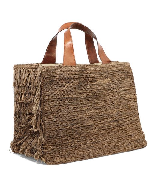 IBELIV Brown Onjadark Tea Raffia Leather Handbag