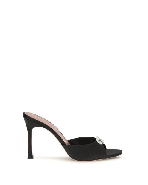 AMINA MUADDI Black Mule Sandals Camelia Satin