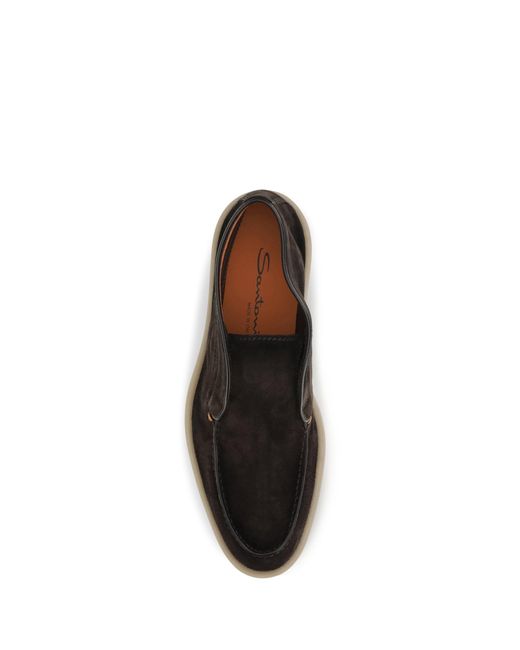 Santoni Black Digits Suede Loafers for men