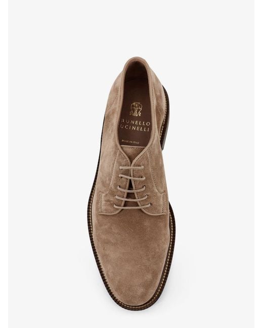 Brunello Cucinelli Brown Lace-Up Shoes Suede for men