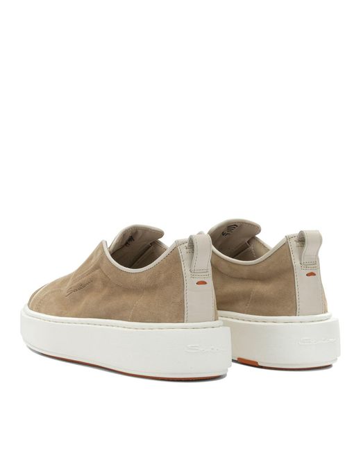 Santoni Brown Low Suede Sneakers