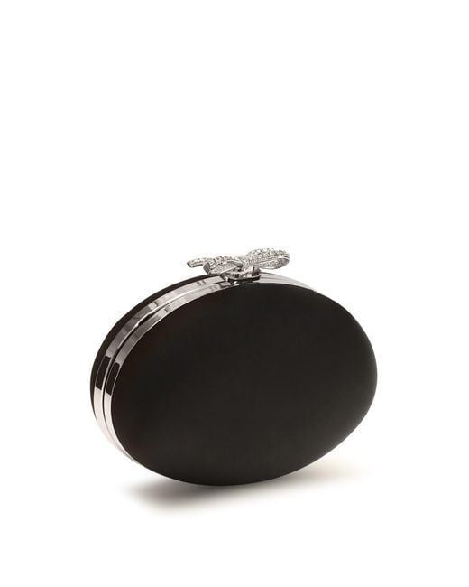 Self-Portrait Black Oval Satin Clutch