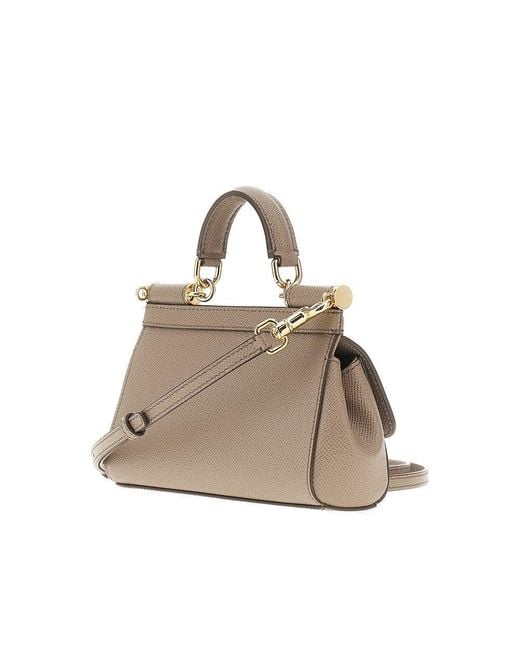 Dolce & Gabbana Natural Dauphine Leather Small 'Sicily' Bag