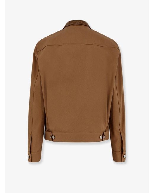 Gucci Brown Canvas Jacket With Gg Details for men