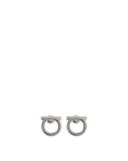 Ferragamo White "Gancini" Earrings