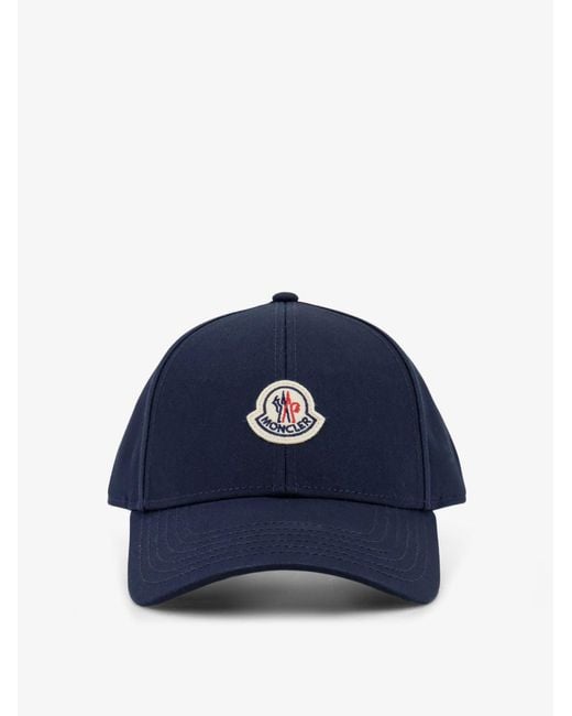 Moncler Blue Cotton Baseball Hat for men