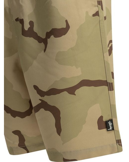 Stussy Green Sand Camo Shorts for men