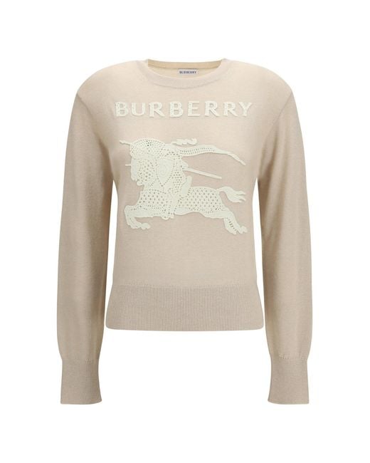 Burberry White Ekd Cotton-Wool Sweater