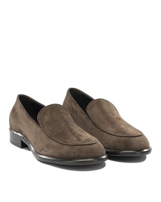 Khaite Gray Leather Loafers
