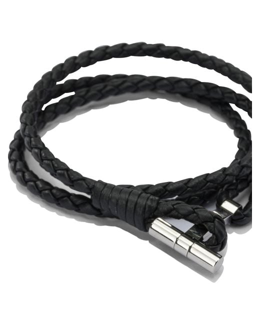 Tom Ford Black Braided Leather Bracelet for men