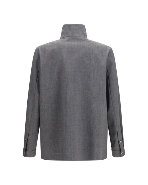 Valentino Gray Mouliné Wool Shirt Jacket for men