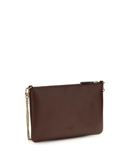 Pinko Brown Leather Shoulder Bag Burgundy/Antique