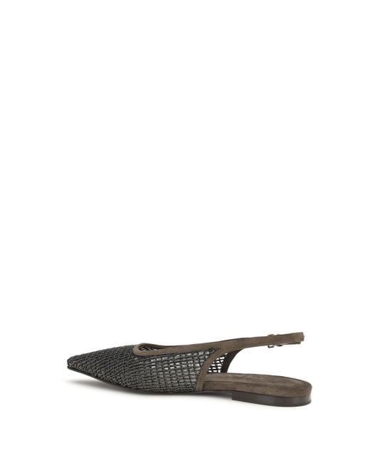 Brunello Cucinelli White Pointed Slingback Ballerinas