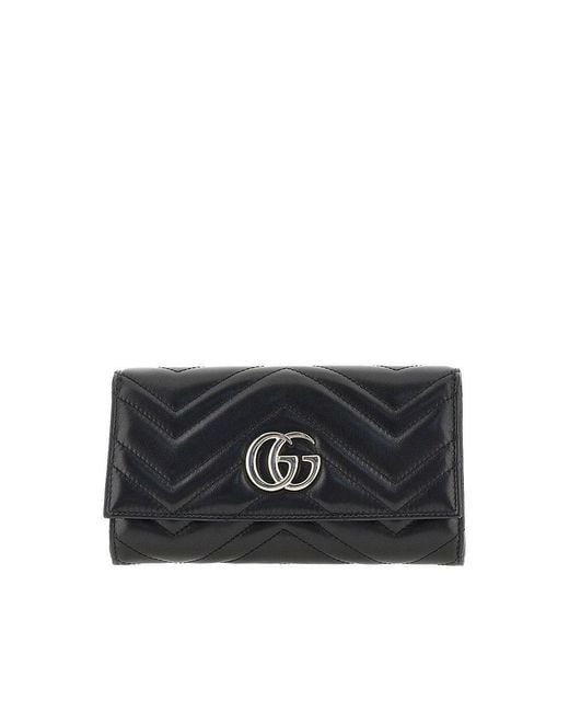 Gucci Black Leather Gg Marmont Wallet