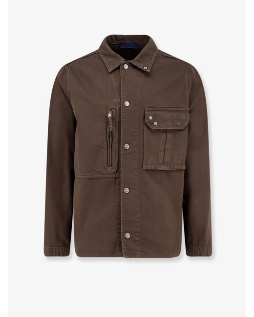 Men's Brown Denim Research Overshirt Jacket