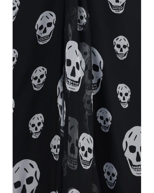 McQueen Black Skirt Draped Long Skull