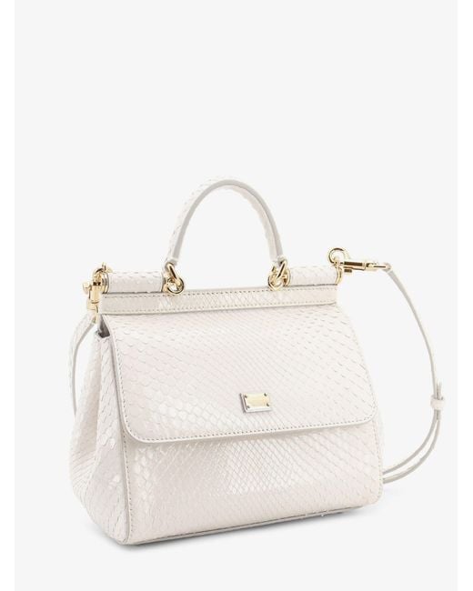 Dolce & Gabbana Natural Dolce & Gabbana Sicily Python Handbag