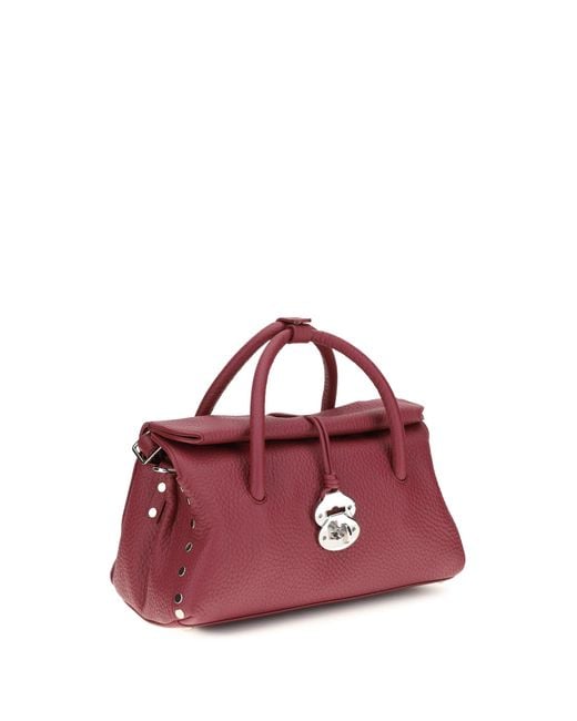 Zanellato Purple Shoulder Bag Dotta Centauro Calf Leather